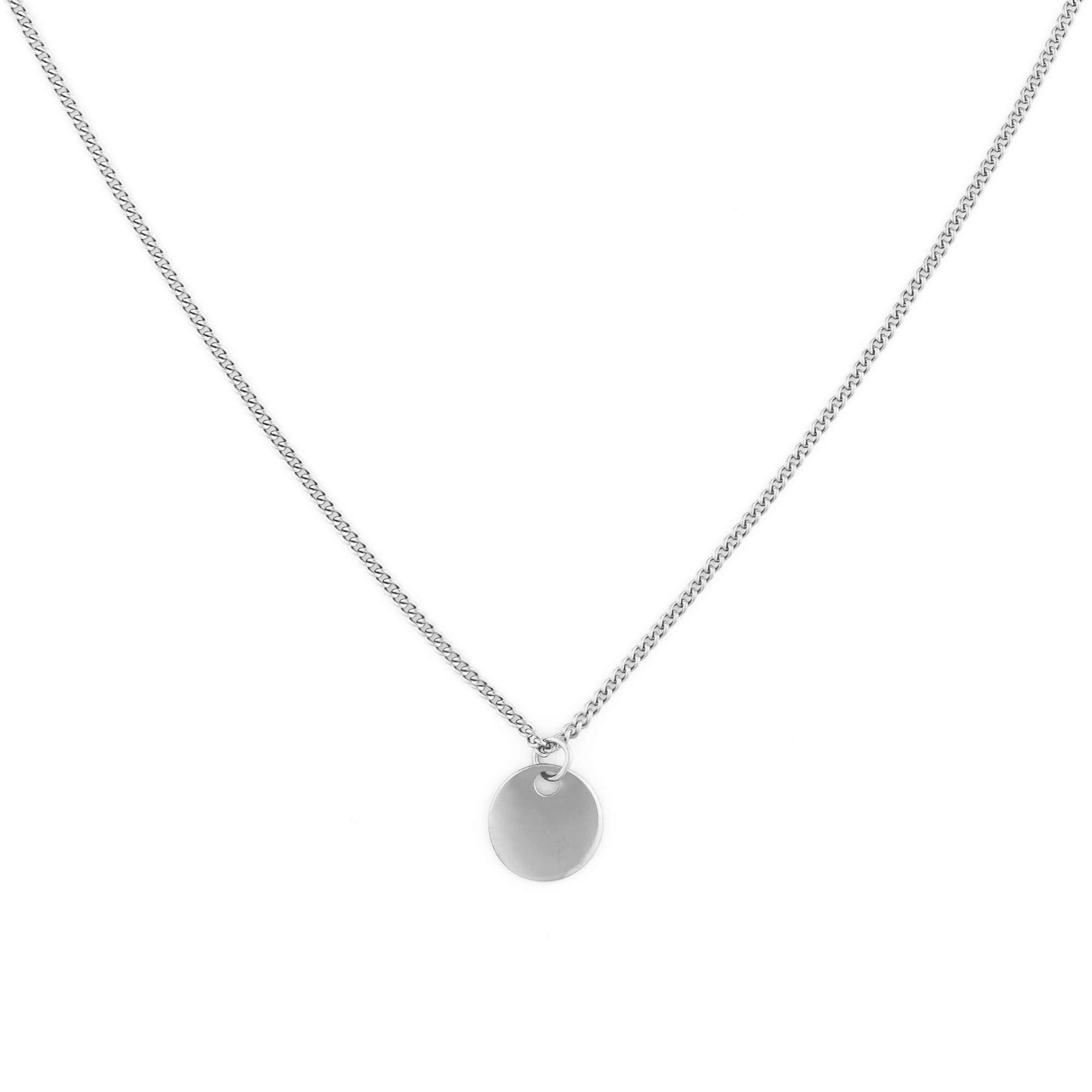 karna round rond small pendant necklace collier pendentif cercle chain 1.5mm mini fj watches stainless steel acier inoxydable women femme silver argent
