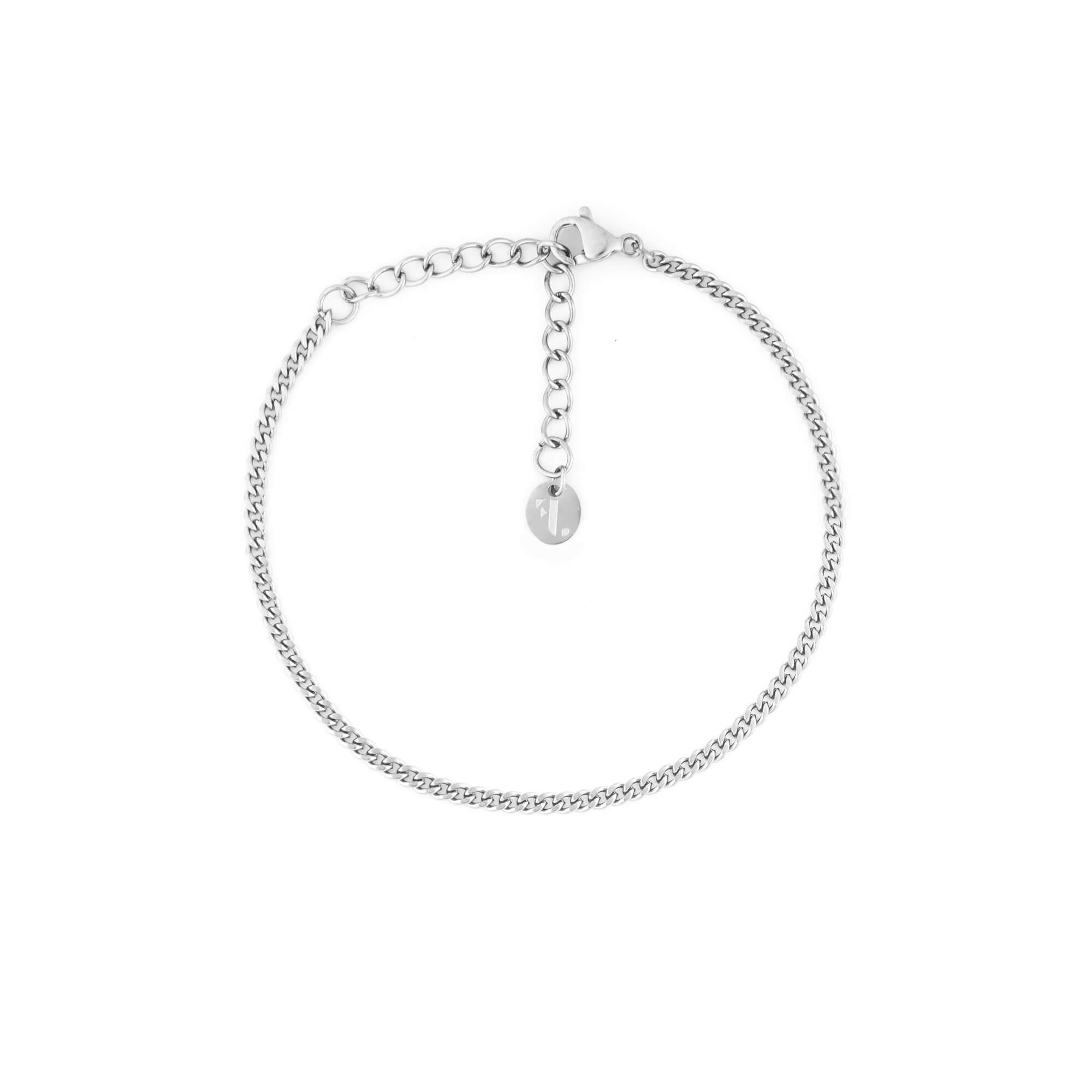 loen silver argent bracelet curb gourmette fj watches jewelry bijou jewel stainless steel acier inoxydable 2mm women femme