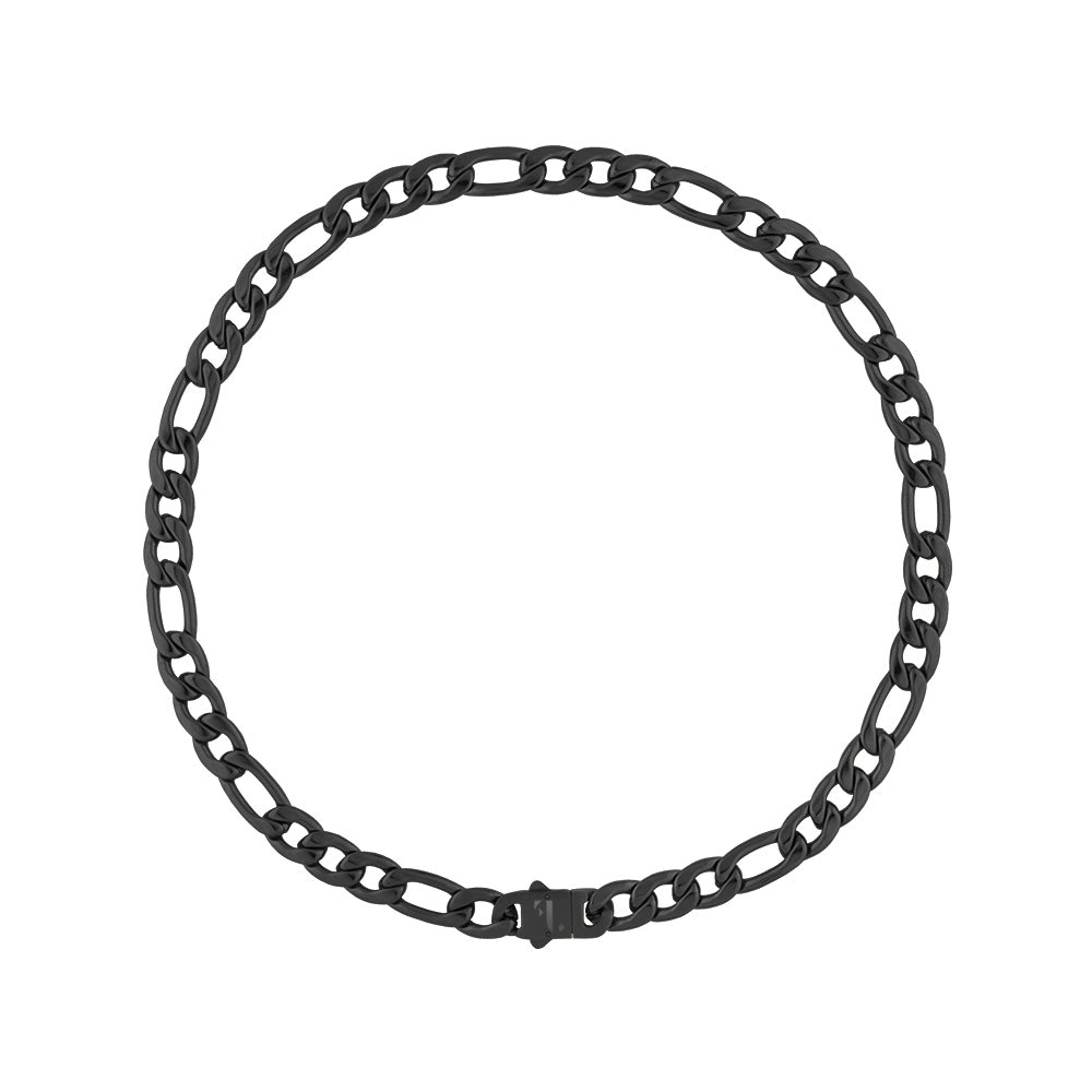 berg figaro fj watches black noir necklace chain bijou jewel jewelry 9mm thick bold chunk stainless steel 45cm 50cm