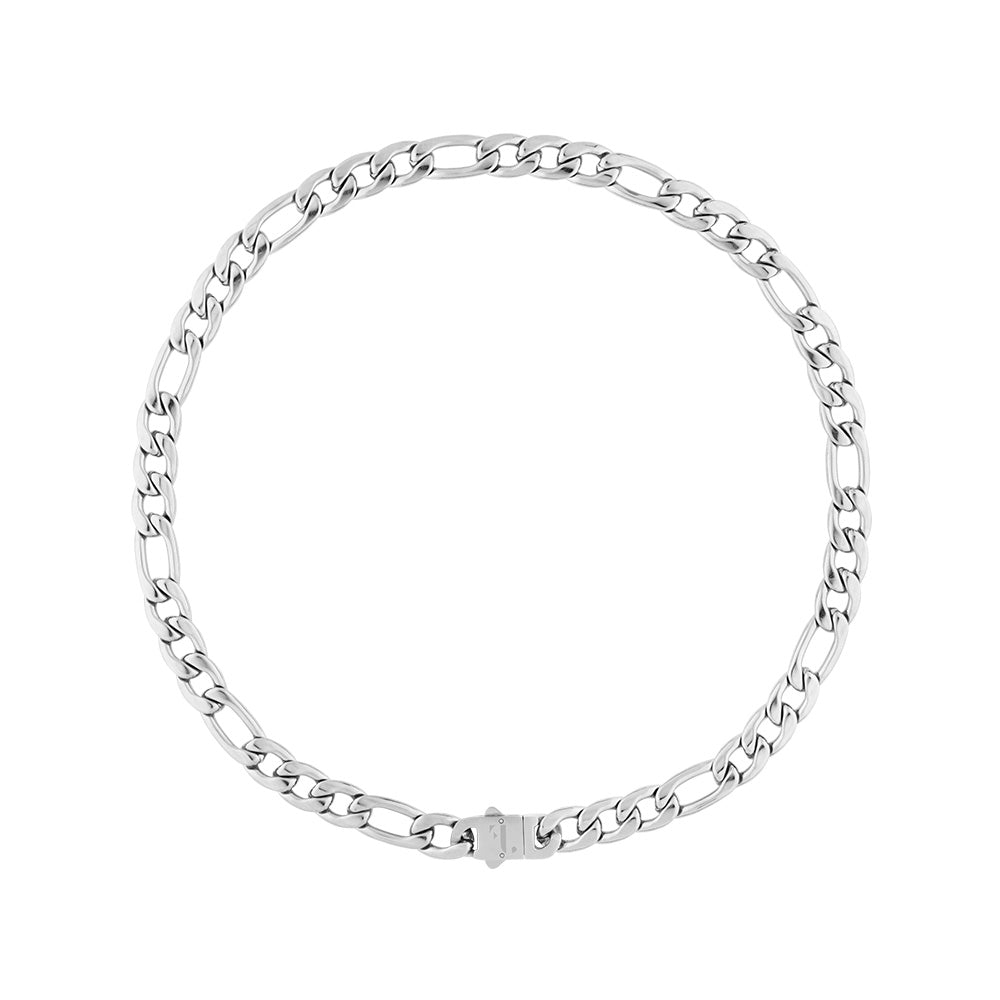 berg figaro fj watches silver argent necklace chain bijou jewel jewelry 9mm thick bold chunk stainless steel 45cm 50cm