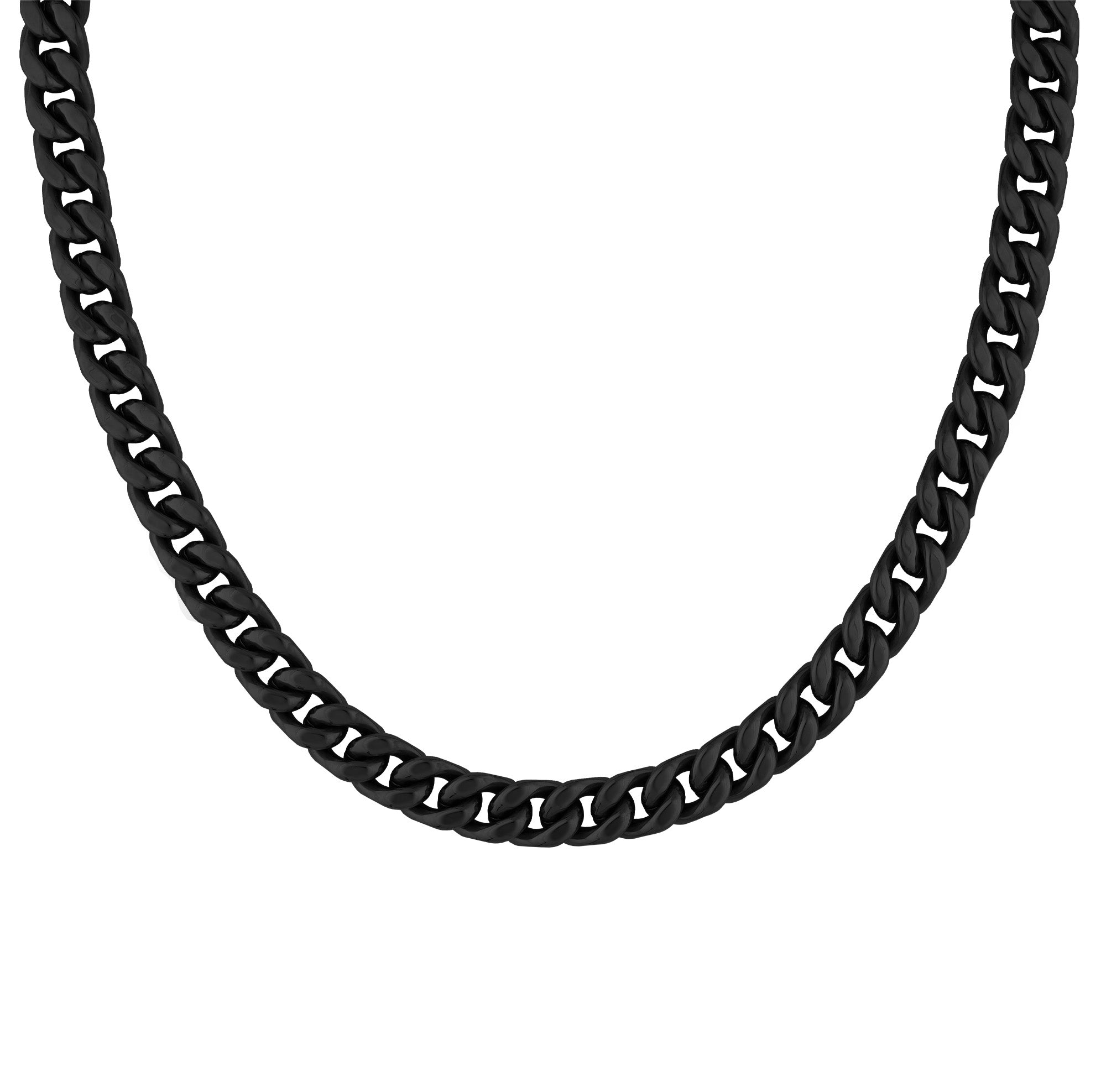FJ Watches cass necklace cuban link chain black dark men 10mm 45cm 50cm stainless steel