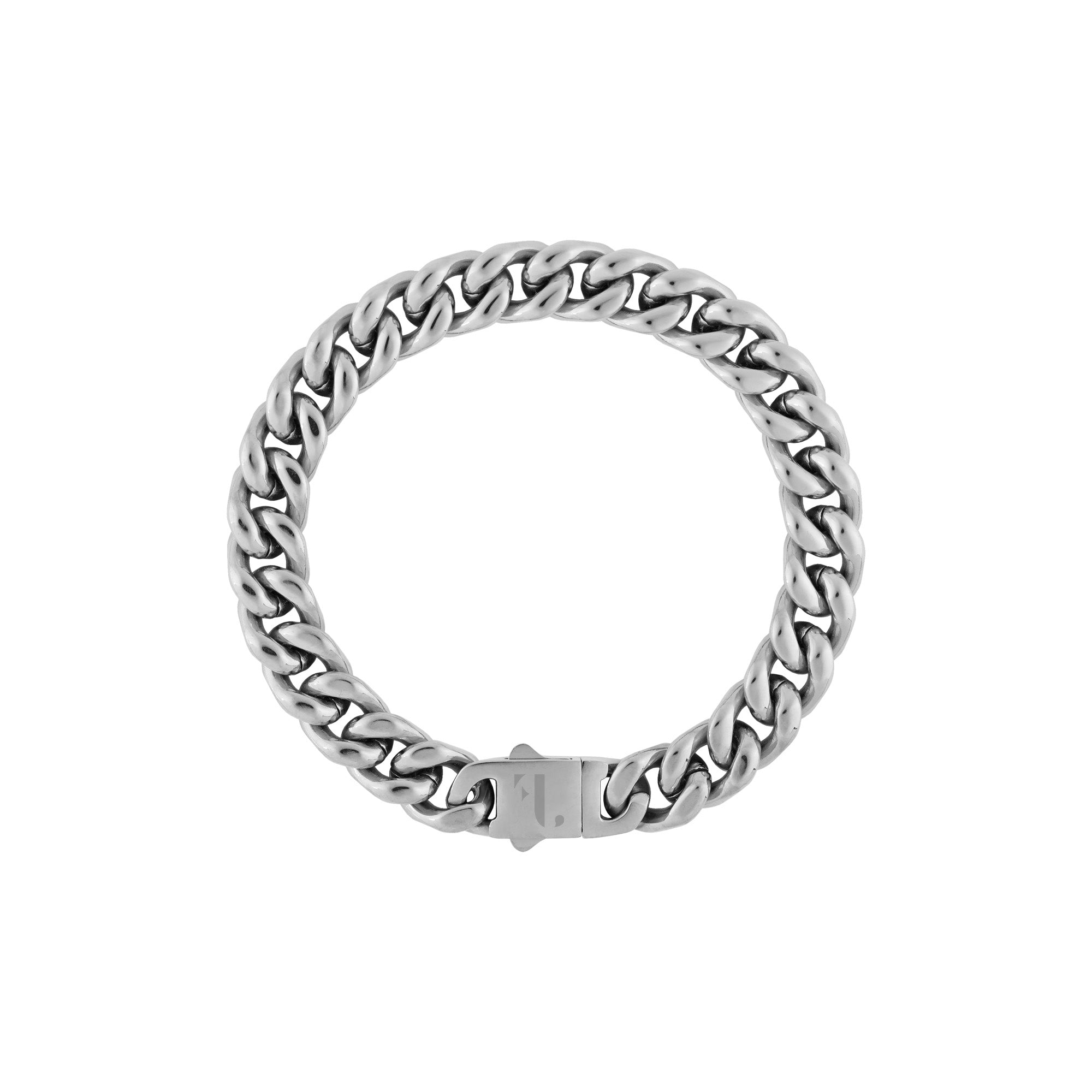 FJ Watches cass bracelet cuban link chain silver men 10mm 20cm stainless steel