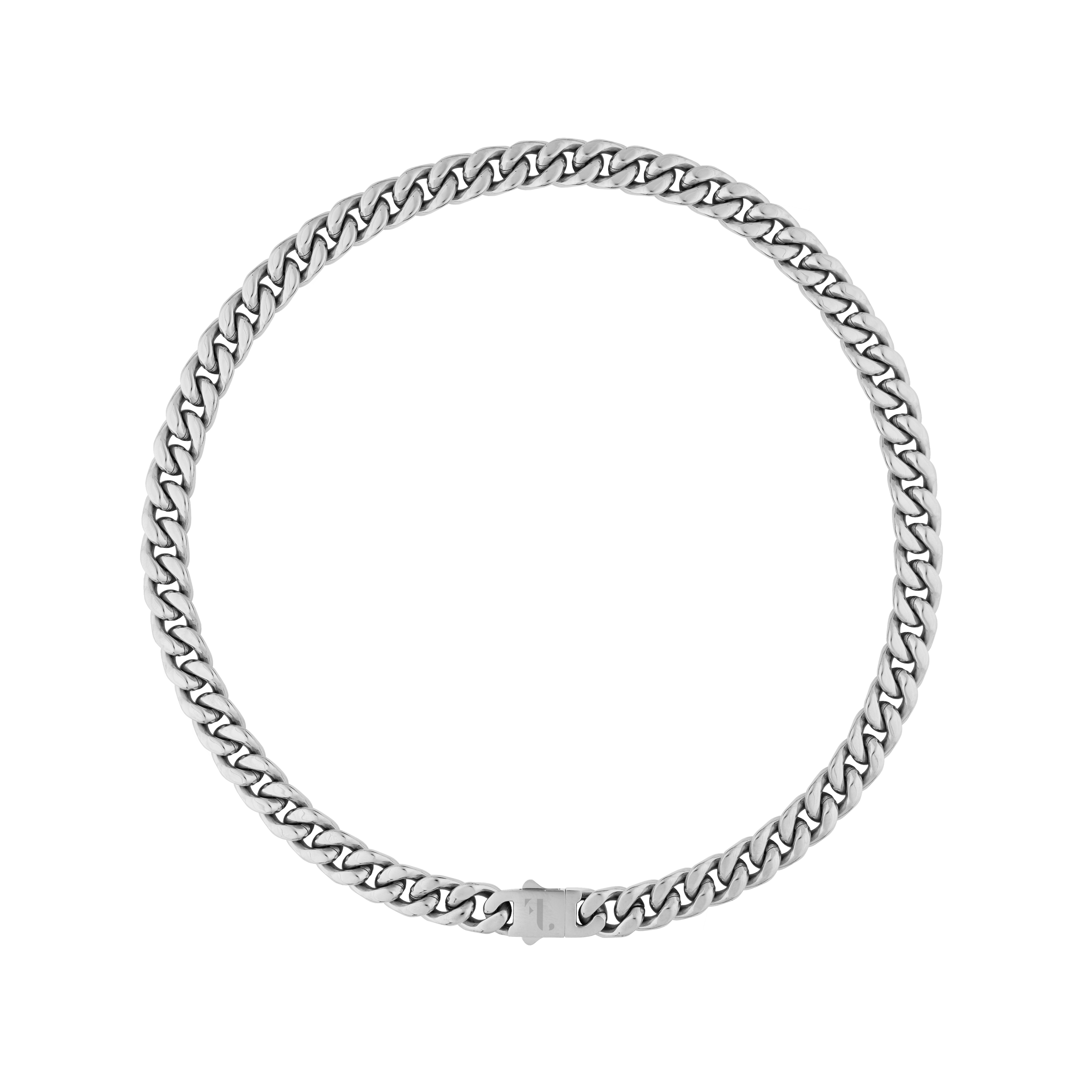 FJ Watches cass necklace cuban link chain silver men 10mm 45cm 50cm stainless steel