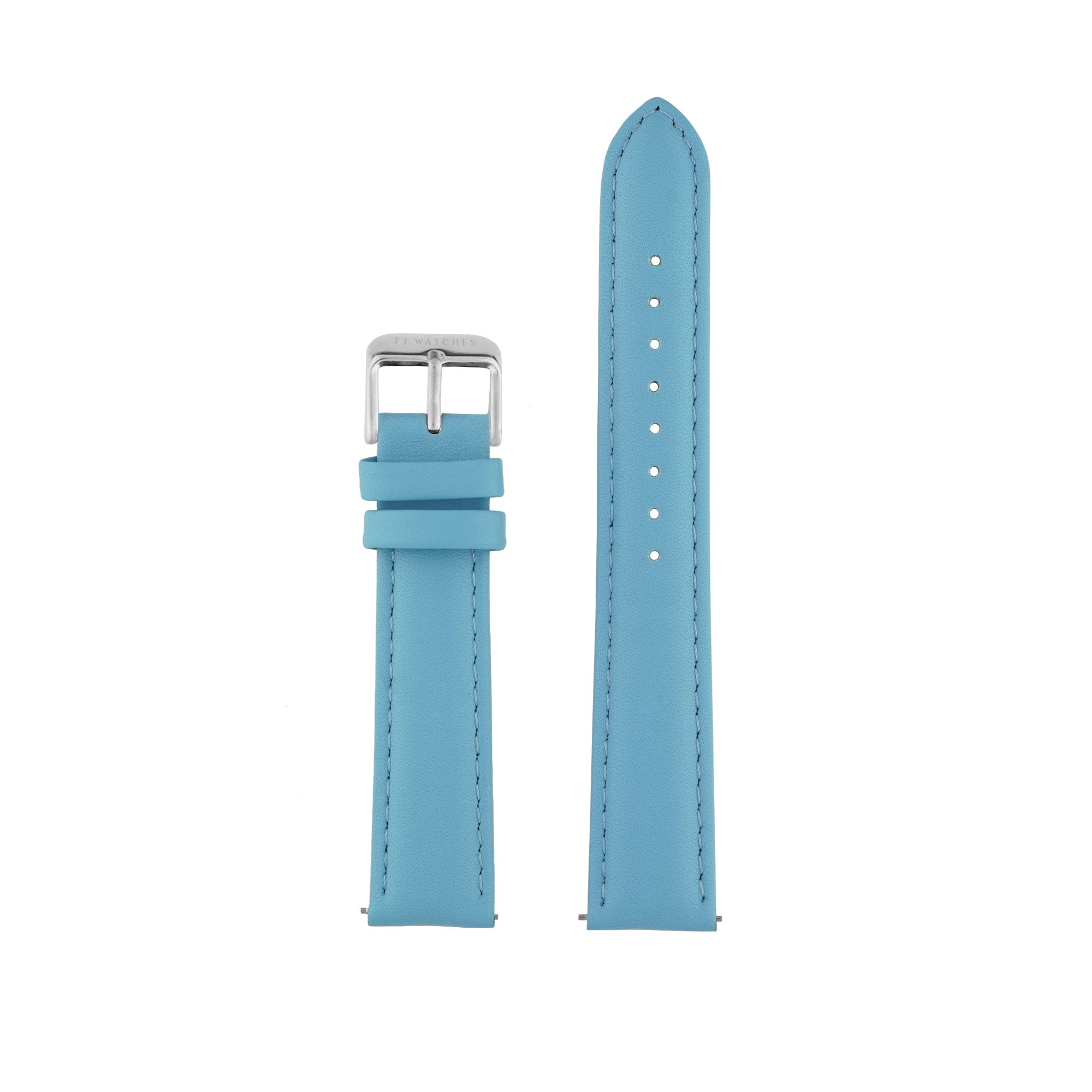 sky blue strap band leather watch FJ Watches 18mm easy release silver