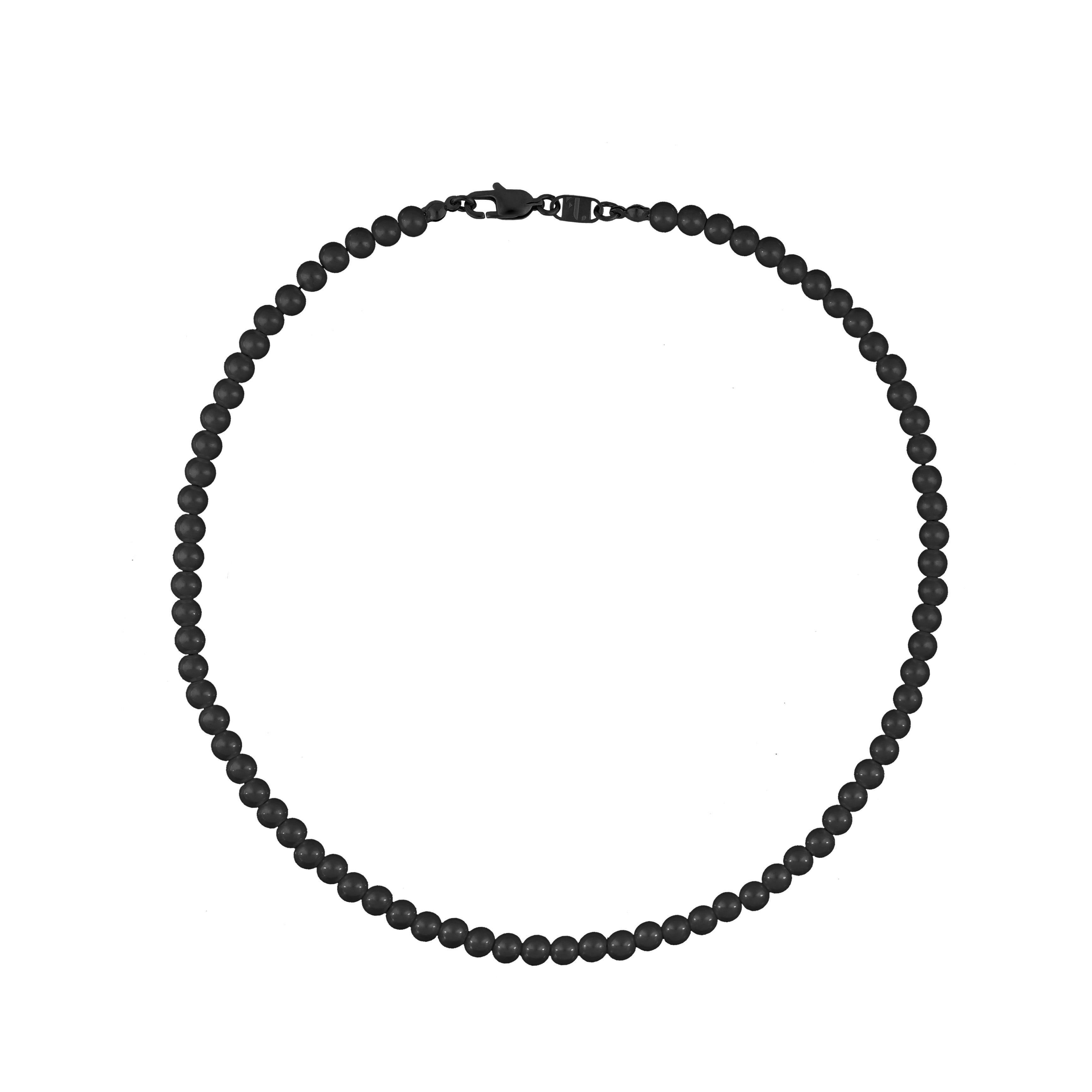 FJ Watches black pearls beads necklace men women 45cm 50cm 6mm onyx stone pierre collier noir
