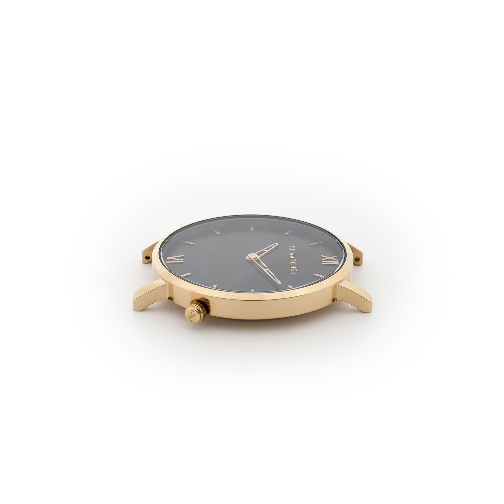 FJ Watches Golden moon black rose gold watch women 36mm minimalist dial