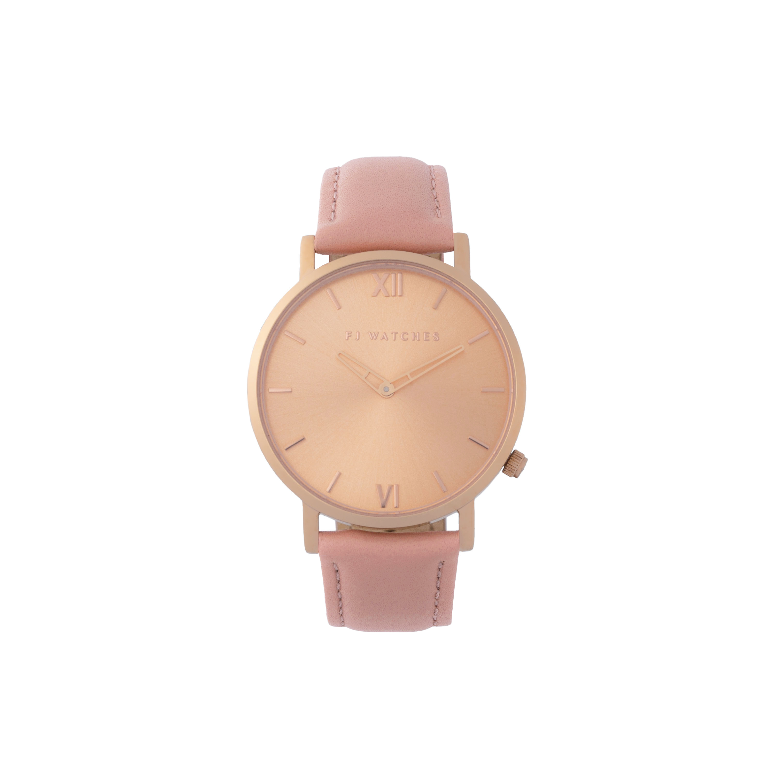 FJ Watches sunset rose gold rosegold watch women 36mm pink leather minimalist
