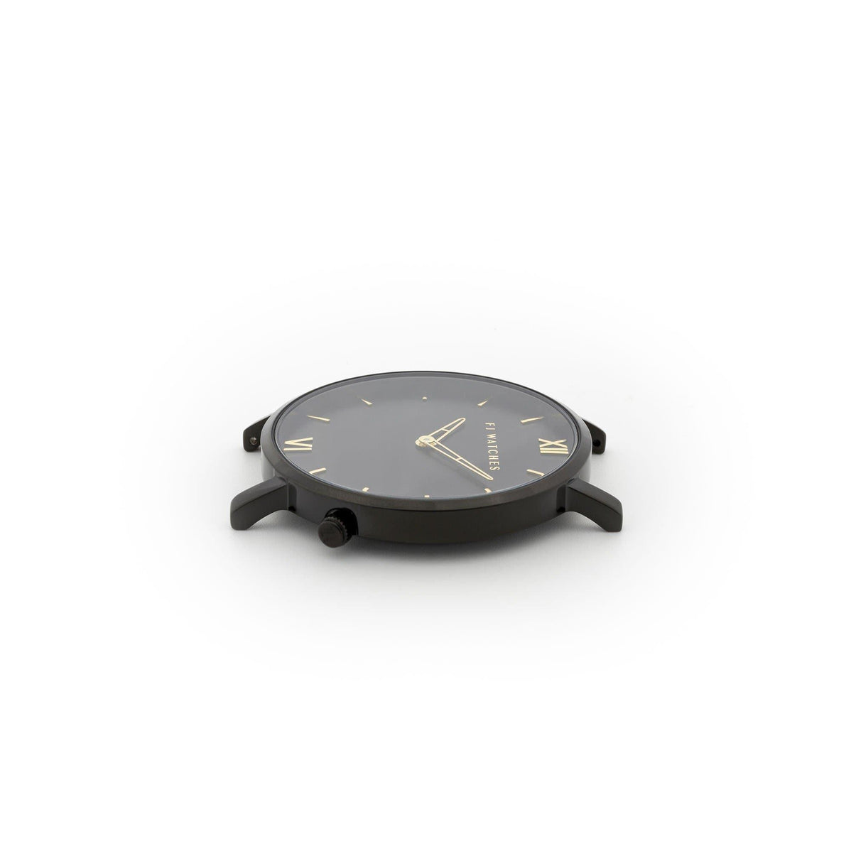 FJ Watches oro moon black gold men 42mm leather strap watch minimalist dial