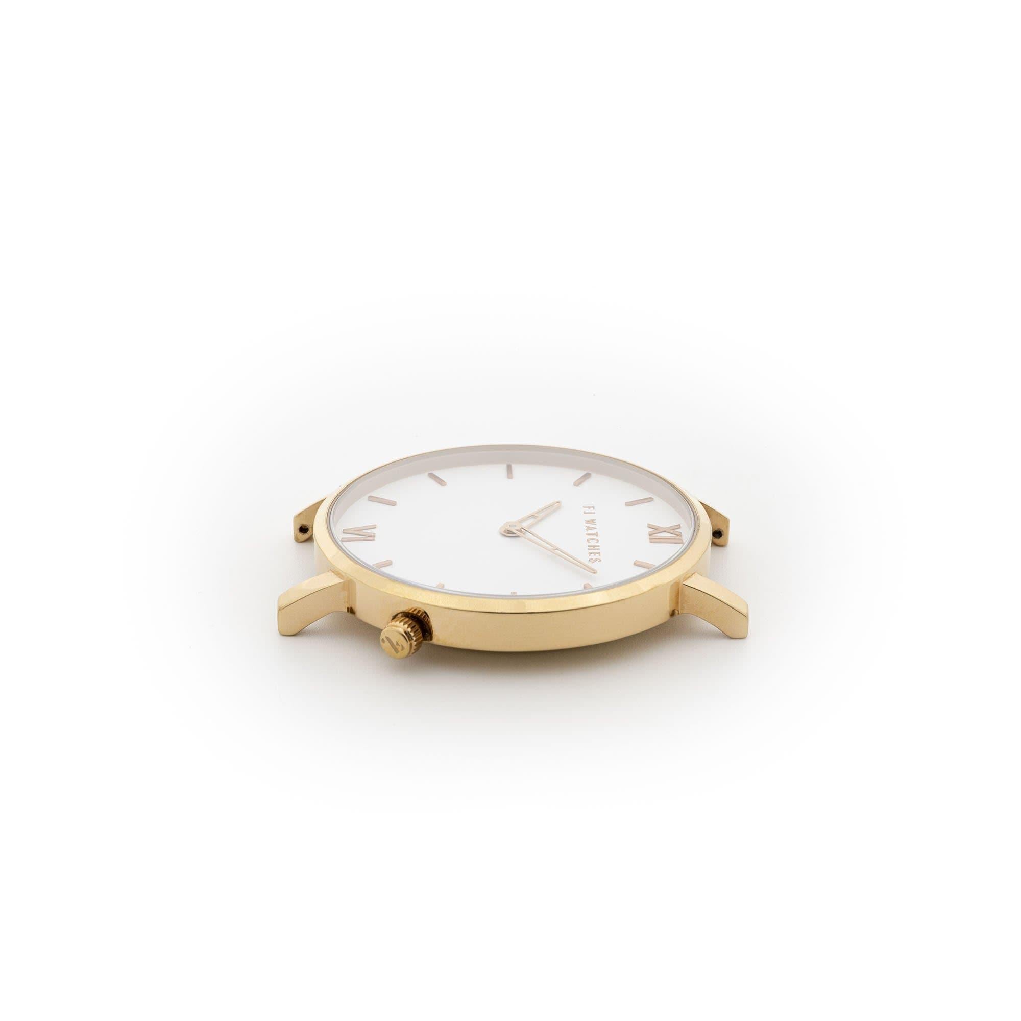 FJ Watches Golden sun white rose gold watch women 36mm minimalist dial