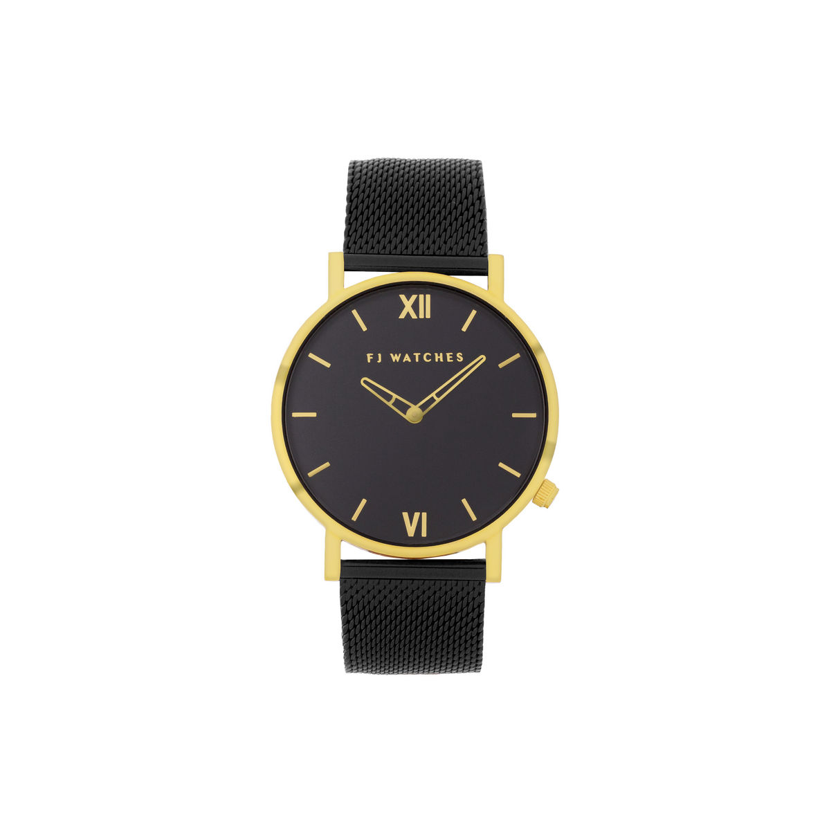 FJ Watches moonlight black gold women 36mm mesh band watch minimalist