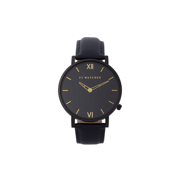 FJ Watches oro moon black gold men 42mm leather strap watch minimalist