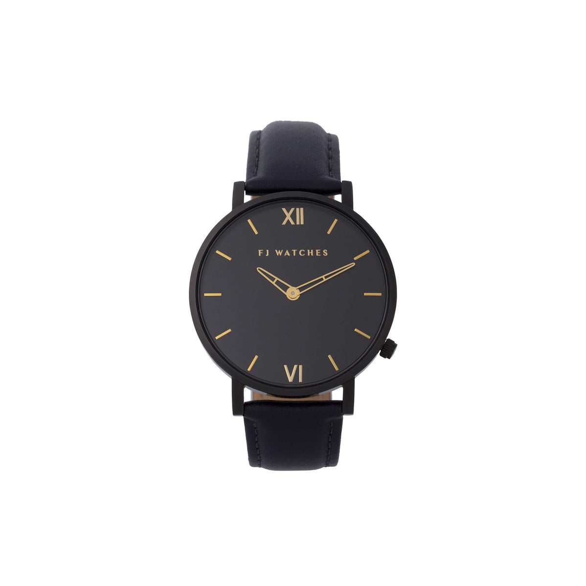 FJ Watches oro moon black gold men 36mm leather strap watch minimalist