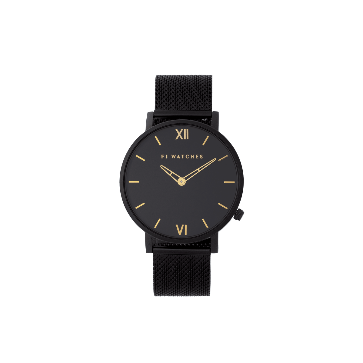 FJ Watches oro moon black gold men 42mm mesh band watch minimalist