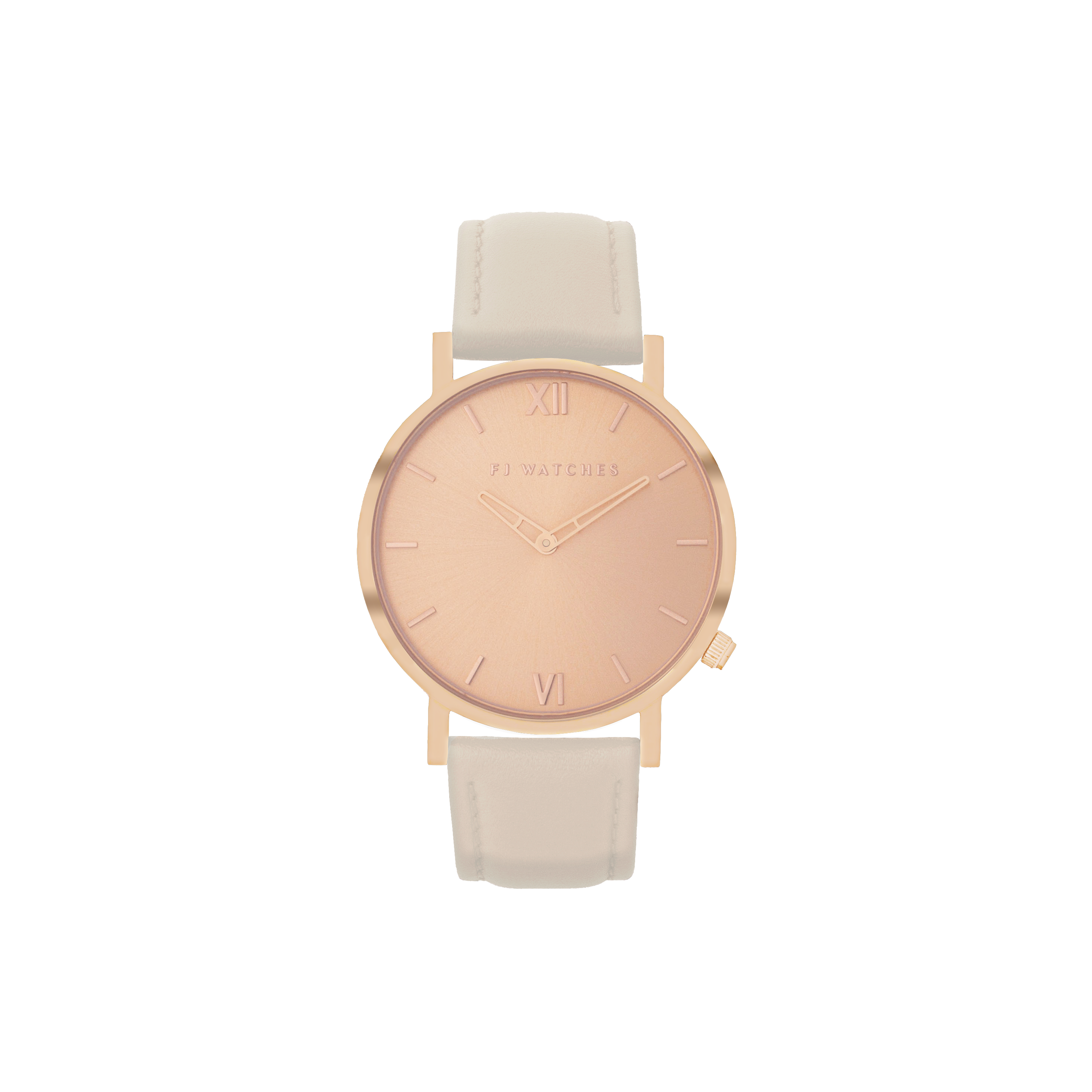 FJ Watches sunset rose gold rosegold watch women 36mm pinky beige leather minimalist