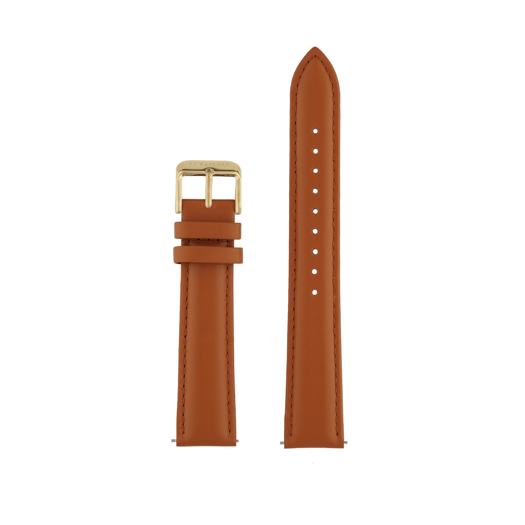 Tan band strap leather watch FJ Watches 18mm 20mm easy release gold