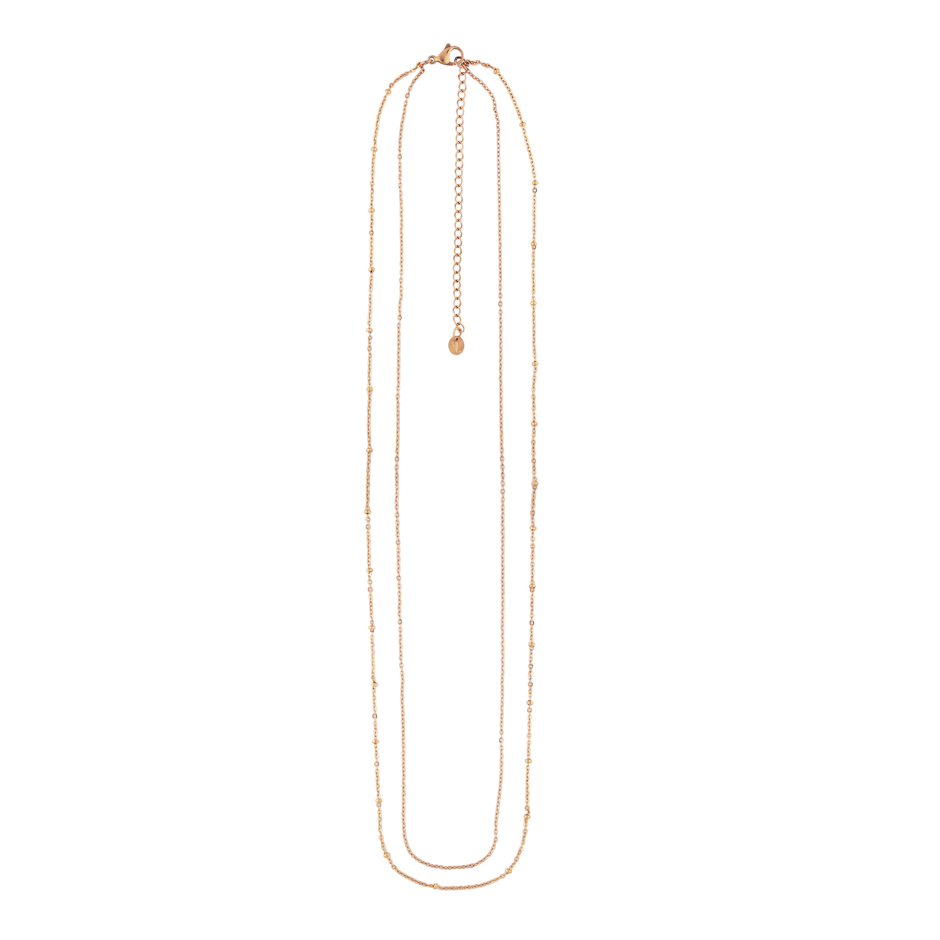 FJ Watches waist body chain layered cable row of beads 10cm ecxtension 68cm 76cm rose gold rosegold
