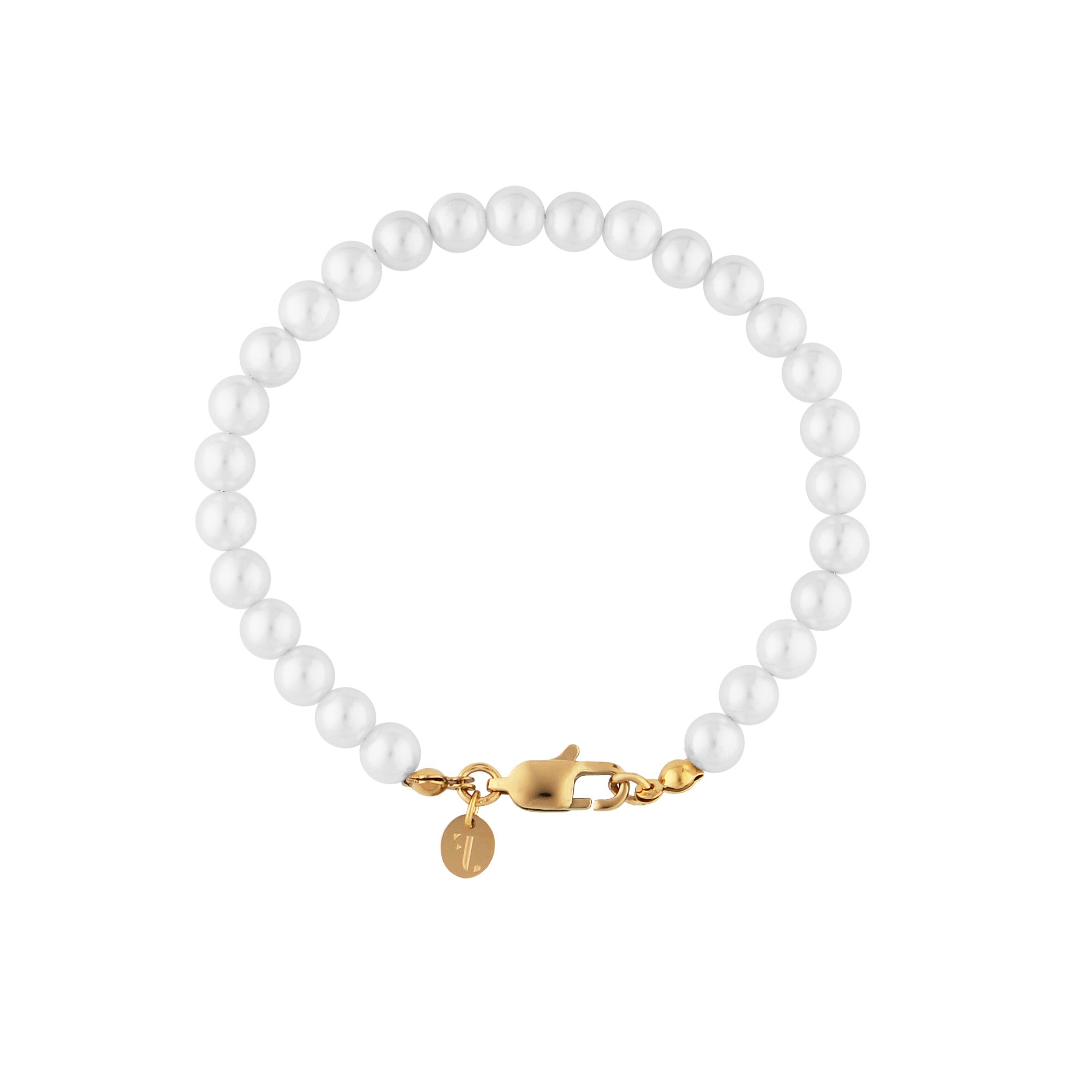 FJ Watches Var bracelet men women white pearls beads gold  6mm