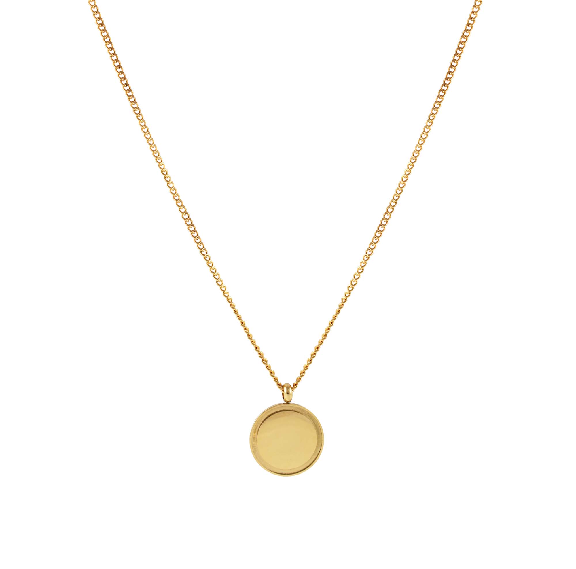 FJ Watches elbe necklace cuban link chain 18k gold men 2mm 45cm 55cm pendant round minimalist