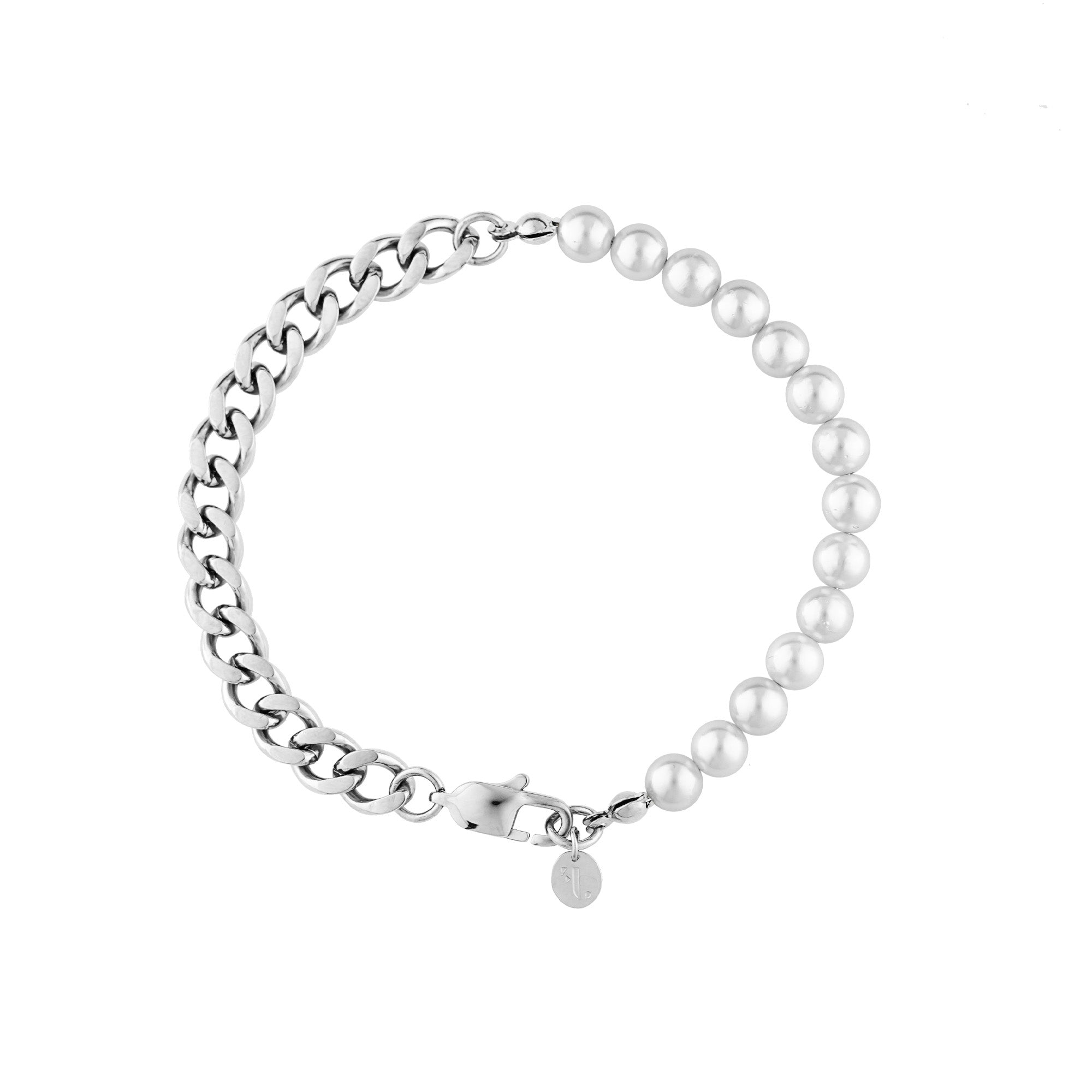 FJ Watches volga half bracelet silver women men bead white stainless steel